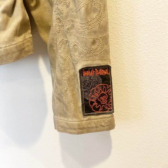 Harley-Davidson Tan Embroidered Sugar Skull Moto Style Jacket Size Small - Picture 6 of 9